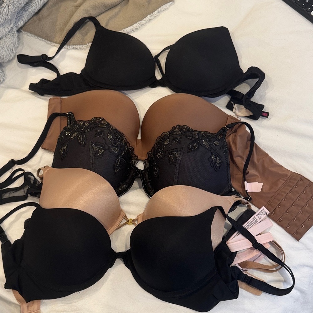 Elegant Black and Tan Lace Bras